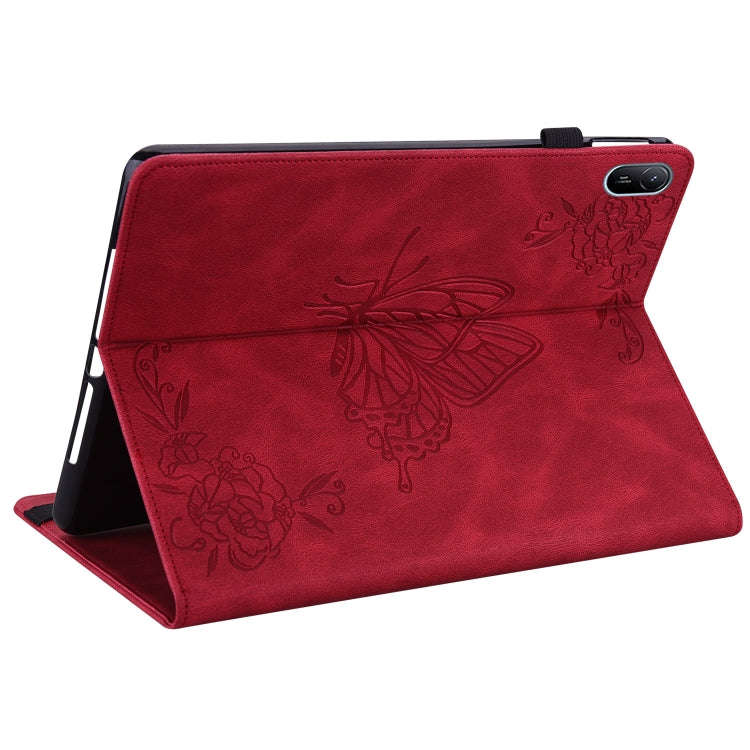 For Huawei MatePad SE 11 2024 Butterfly Flower Embossed Leather Tablet Case(Red)