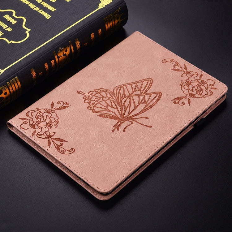 For Huawei MatePad SE 11 2024 Butterfly Flower Embossed Leather Tablet Case(Rose Gold)