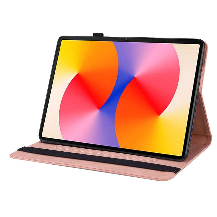 For Huawei MatePad SE 11 2024 Butterfly Flower Embossed Leather Tablet Case(Rose Gold)