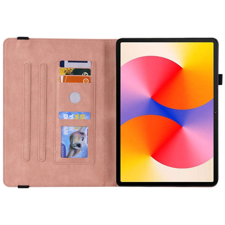 For Huawei MatePad SE 11 2024 Butterfly Flower Embossed Leather Tablet Case(Rose Gold)