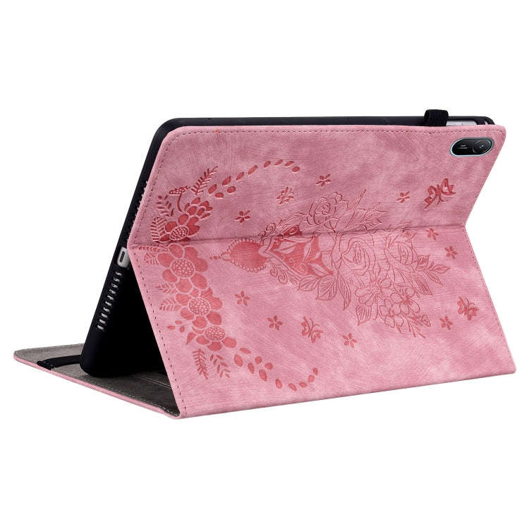 For Huawei MatePad SE 11 2024 Butterfly Rose Embossed Leather Tablet Case(Pink)