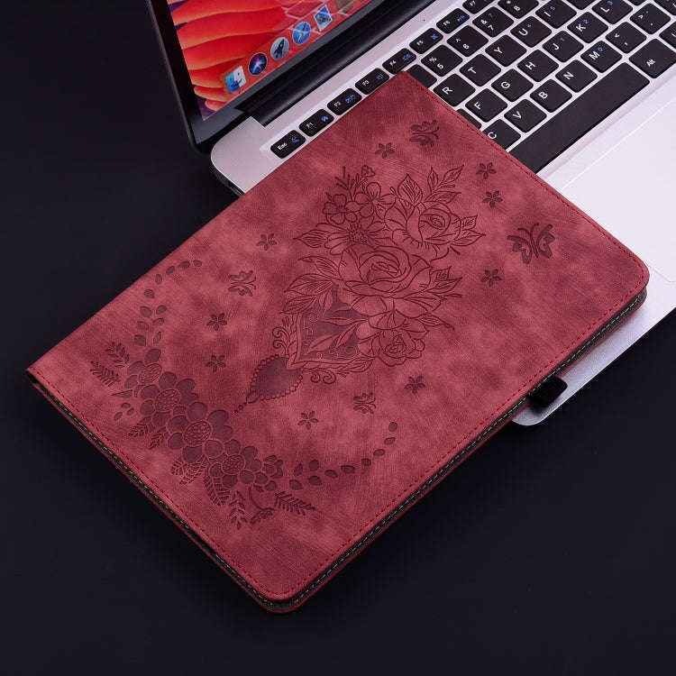 For Huawei MatePad SE 11 2024 Butterfly Rose Embossed Leather Tablet Case(Red)