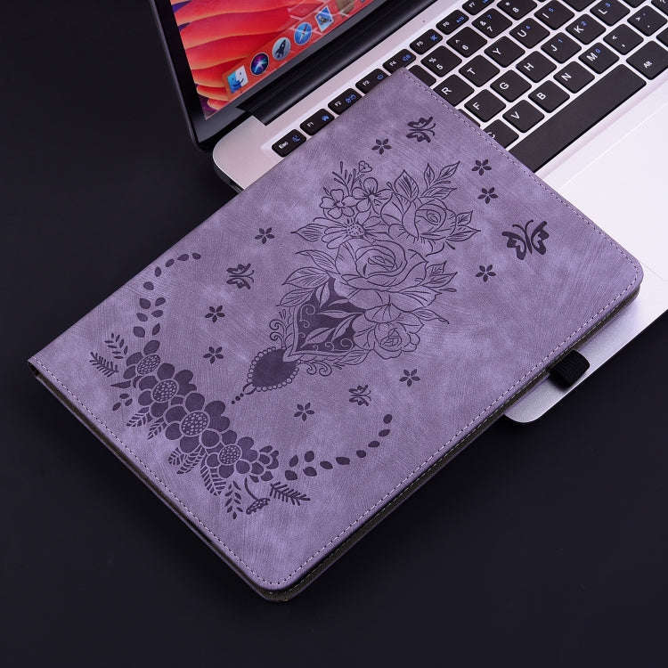 For itel Pad One 10.1 Butterfly Rose Embossed Leather Tablet Case(Purple)