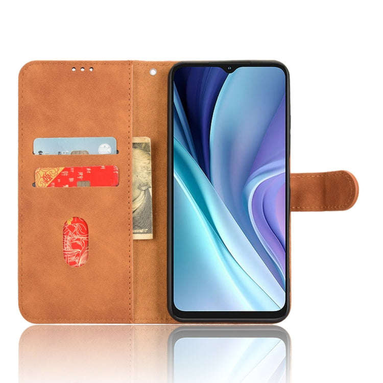 For itel A50 Skin Feel Magnetic Flip Leather Phone Case(Brown)