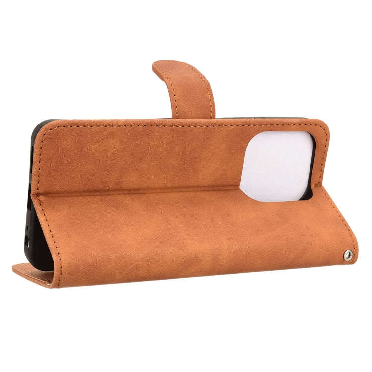 For itel A50 Skin Feel Magnetic Flip Leather Phone Case(Brown)