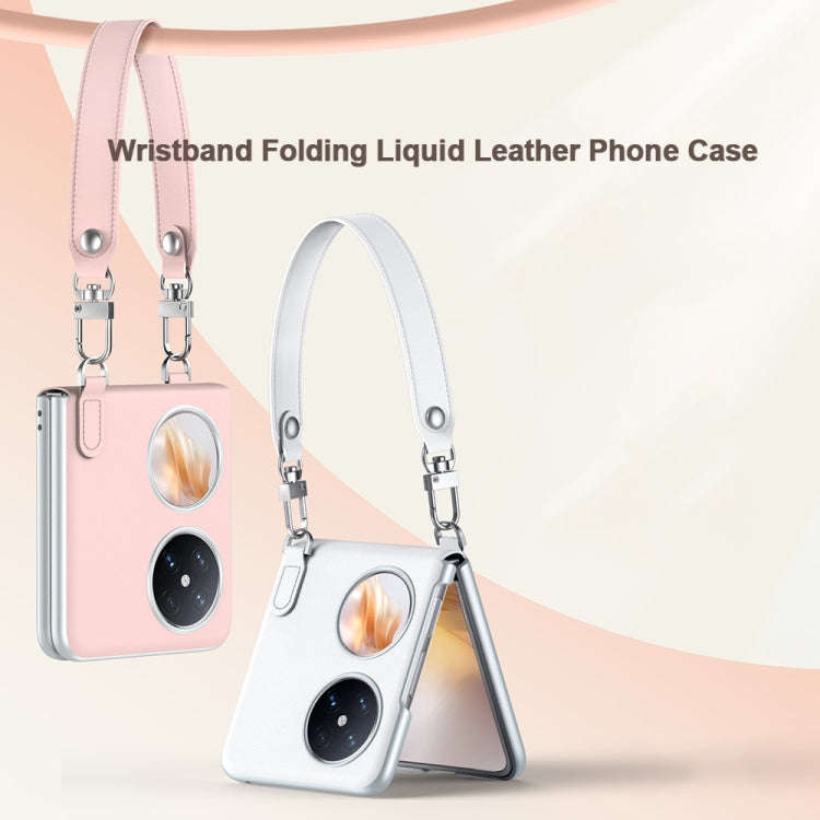 For Huawei Pocket 2 SULADA Skin Feel Liquid Leather Phone Case with Strap(White)