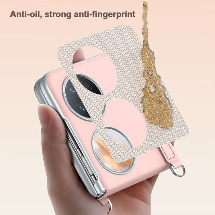For Huawei P50 Pocket / Pocket S SULADA Skin Feel Liquid Leather Phone Case with Strap(Pink)