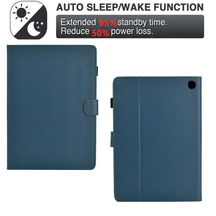 For Amazon Kindle Fire HD 8 2022 / 2020 Solid Color Fiber Texture Smart Tablet Leather Case(Royal...