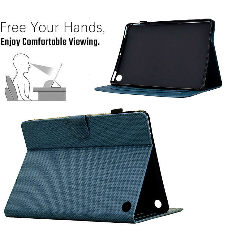 For Amazon Kindle Fire HD 8 2022 / 2020 Solid Color Fiber Texture Smart Tablet Leather Case(Royal...