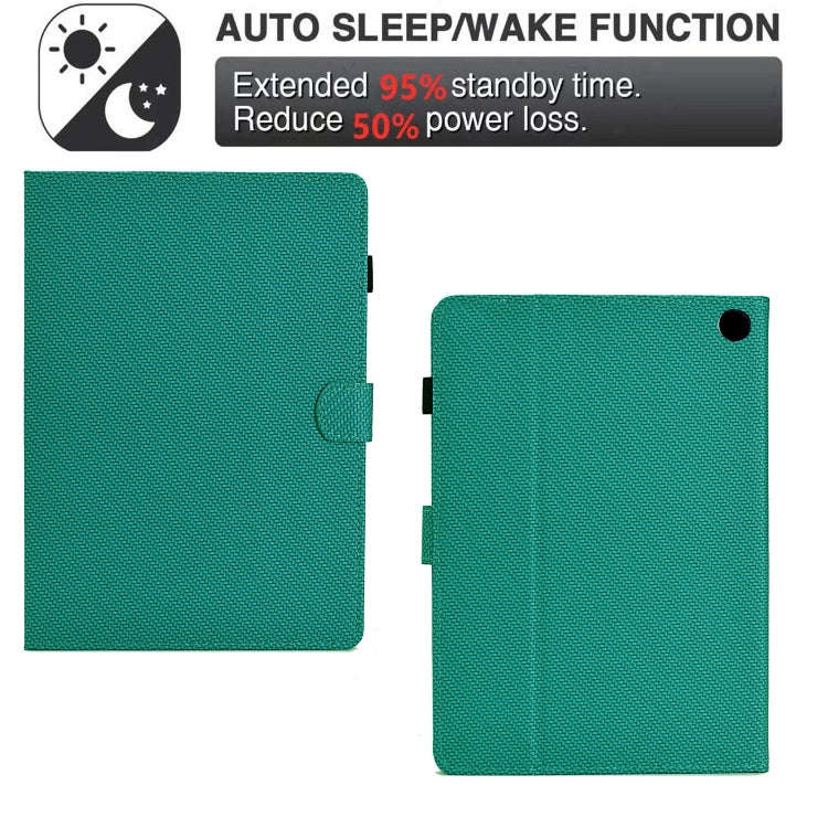 For Amazon Kindle Fire HD 8 2022 / 2020 Solid Color Fiber Texture Smart Tablet Leather Case(Lake ...