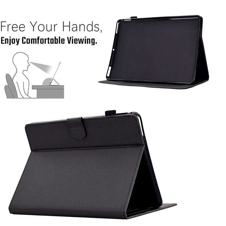 For Amazon Kindle 11th 2022 Solid Color Fiber Texture Smart Tablet Leather Case(Black)