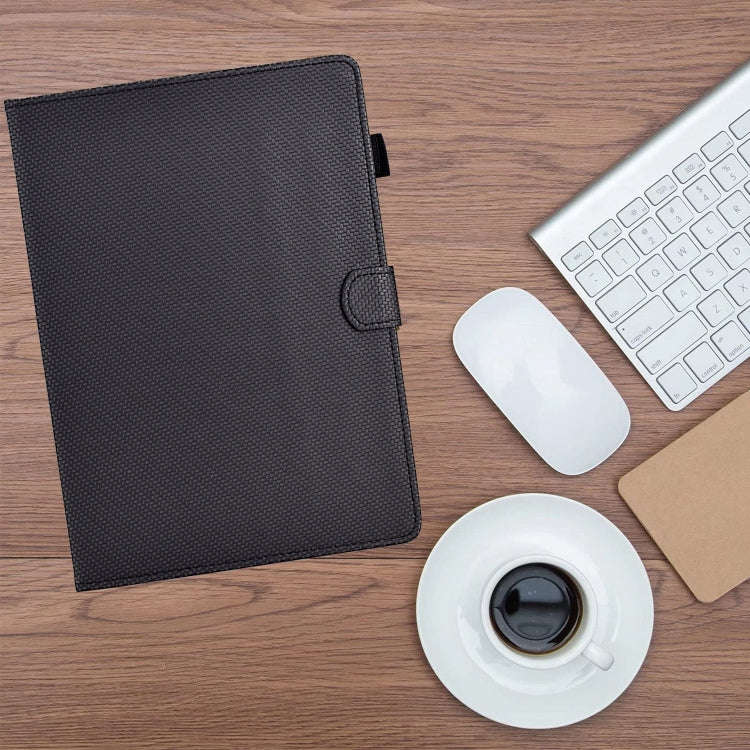 For Amazon Kindle Fire HD 10 2023 / 2021 Solid Color Fiber Texture Smart Tablet Leather Case(Black)