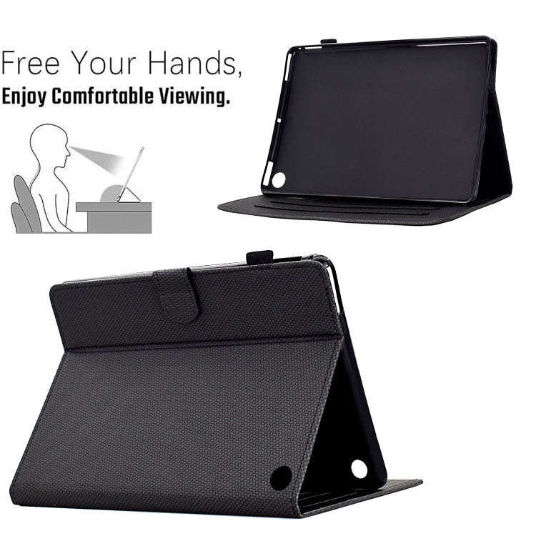 For Amazon Kindle Fire HD 10 2023 / 2021 Solid Color Fiber Texture Smart Tablet Leather Case(Black)