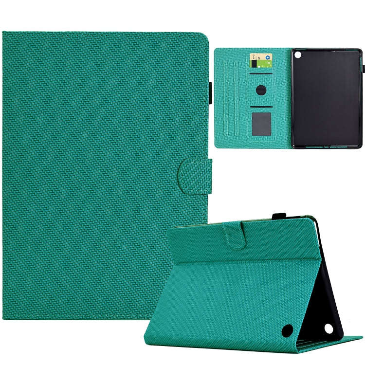 For Amazon Kindle Fire HD 10 2023 / 2021 Solid Color Fiber Texture Smart Tablet Leather Case(Lake...