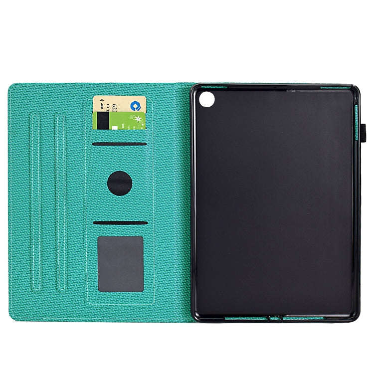 For Amazon Kindle Fire HD 10 2023 / 2021 Solid Color Fiber Texture Smart Tablet Leather Case(Lake...