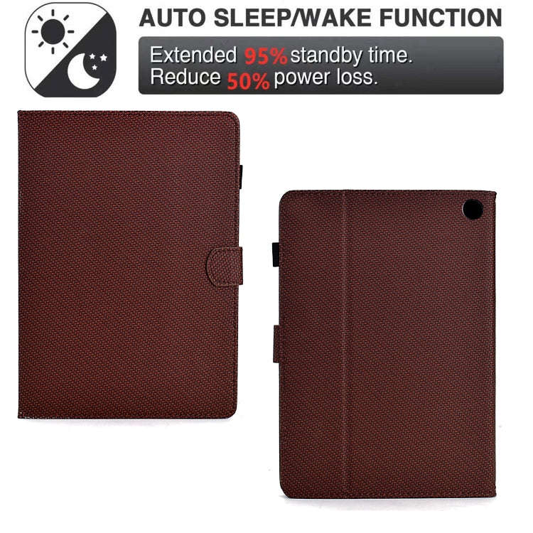 For Amazon Kindle Fire 7 2022 Solid Color Fiber Texture Smart Tablet Leather Case(Brown)