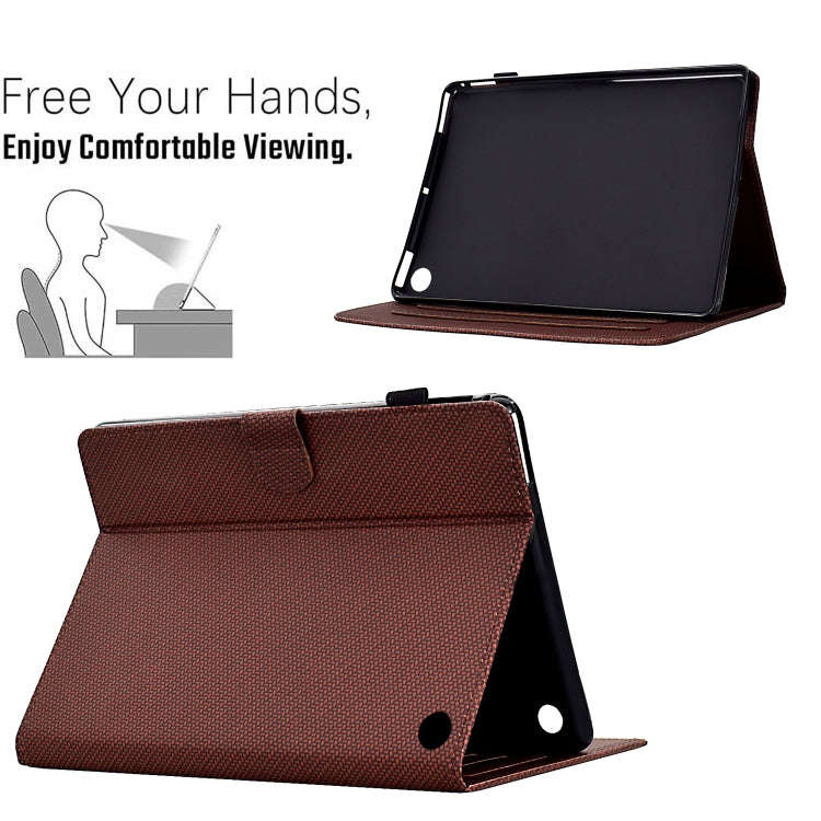 For Amazon Kindle Fire 7 2022 Solid Color Fiber Texture Smart Tablet Leather Case(Brown)