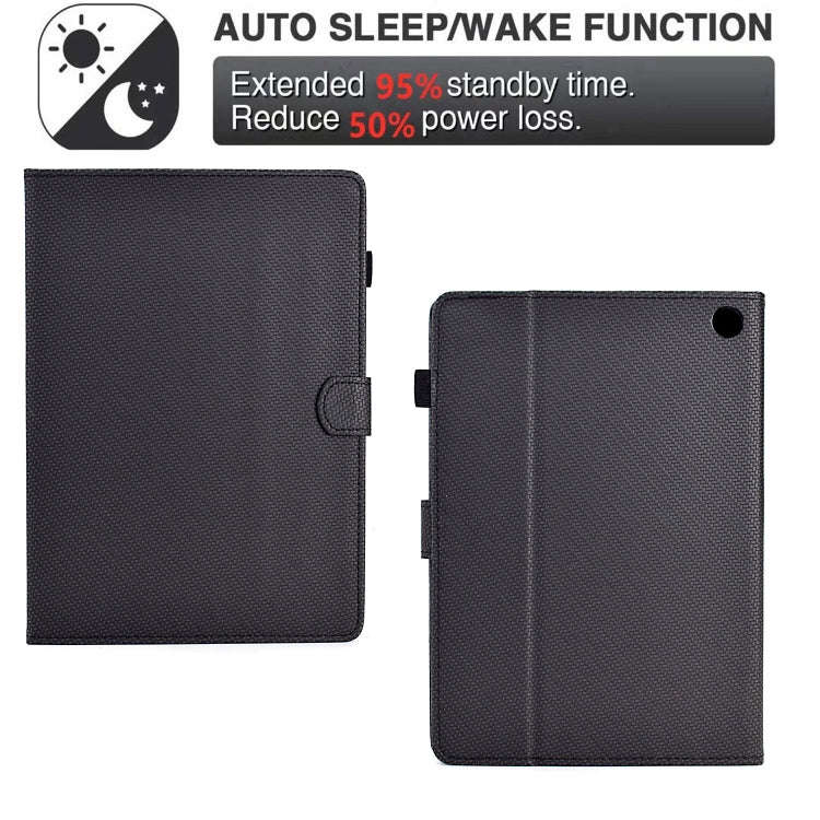 For Amazon Kindle Fire 7 2022 Solid Color Fiber Texture Smart Tablet Leather Case(Black)