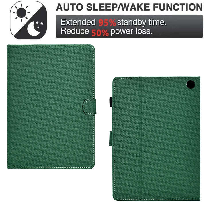 For Amazon Kindle Fire 7 2022 Solid Color Fiber Texture Smart Tablet Leather Case(Green)