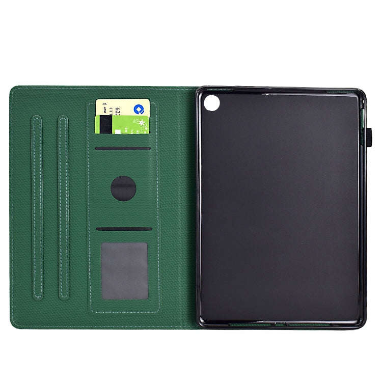 For Amazon Kindle Fire 7 2022 Solid Color Fiber Texture Smart Tablet Leather Case(Green)