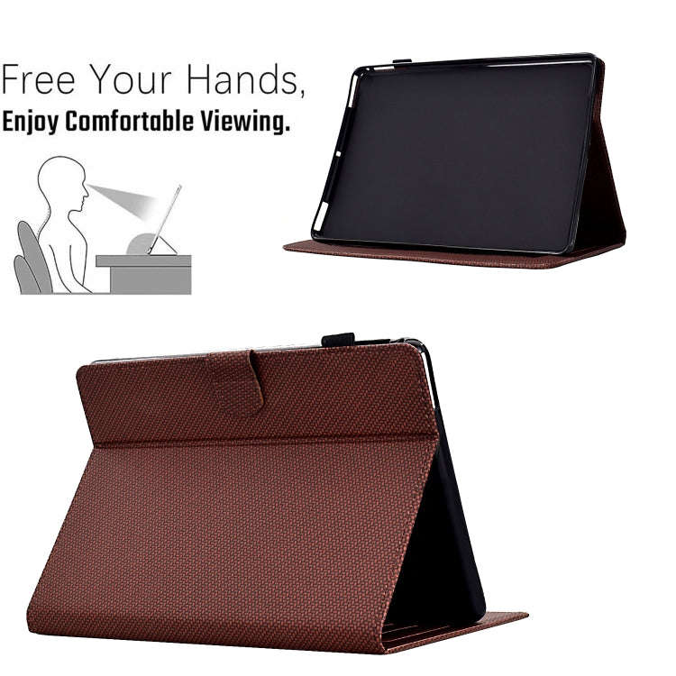 For Amazon Kindle Paperwhite 4 / 3 / 2 / 1 Solid Color Fiber Texture Smart Tablet Leather Case(Br...