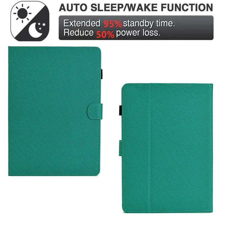 For Amazon Kindle Paperwhite 5 2021 Solid Color Fiber Texture Smart Tablet Leather Case(Lake Green)