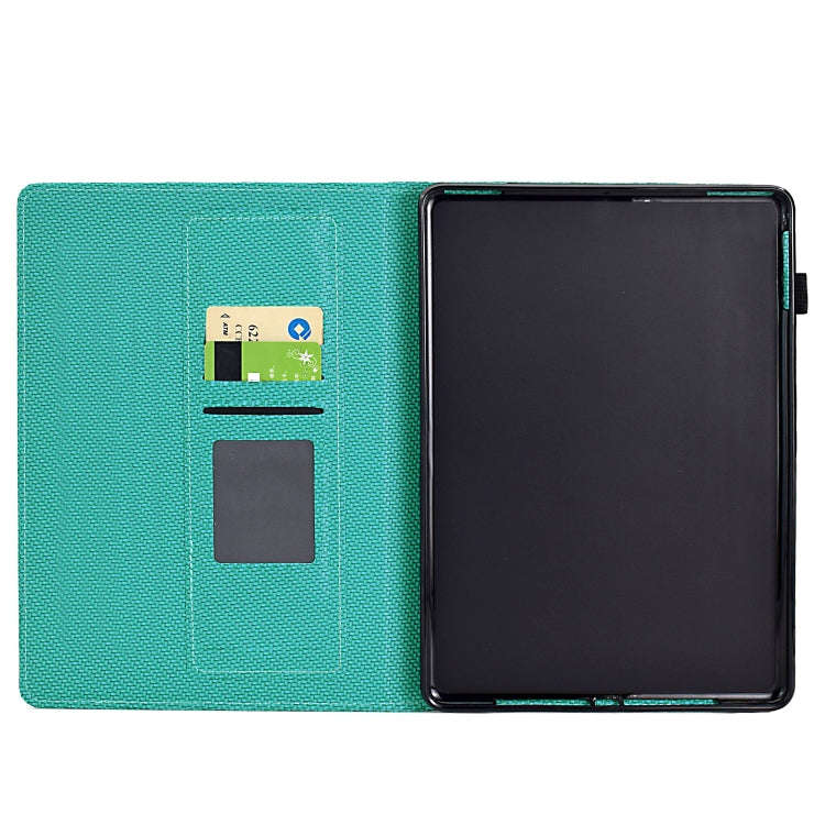 For Amazon Kindle Paperwhite 5 2021 Solid Color Fiber Texture Smart Tablet Leather Case(Lake Green)
