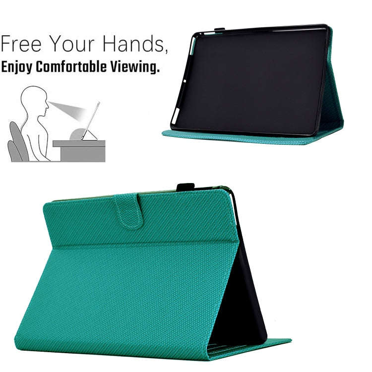 For Amazon Kindle Paperwhite 5 2021 Solid Color Fiber Texture Smart Tablet Leather Case(Lake Green)