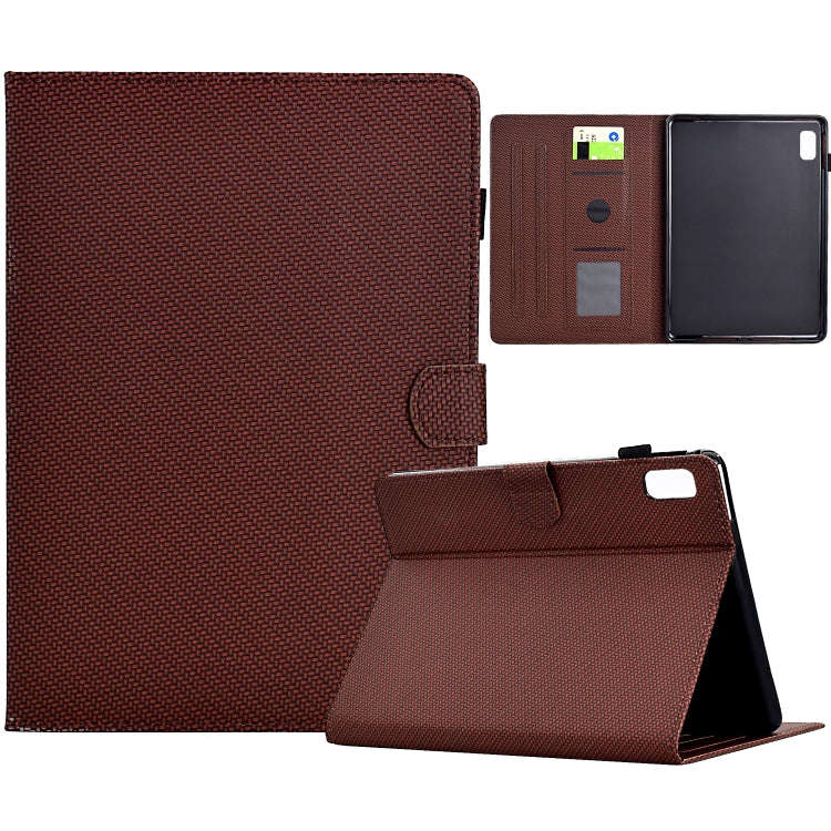 For Lenovo Tab M9 TB-310FU Solid Color Fiber Texture Smart Tablet Leather Case(Brown)