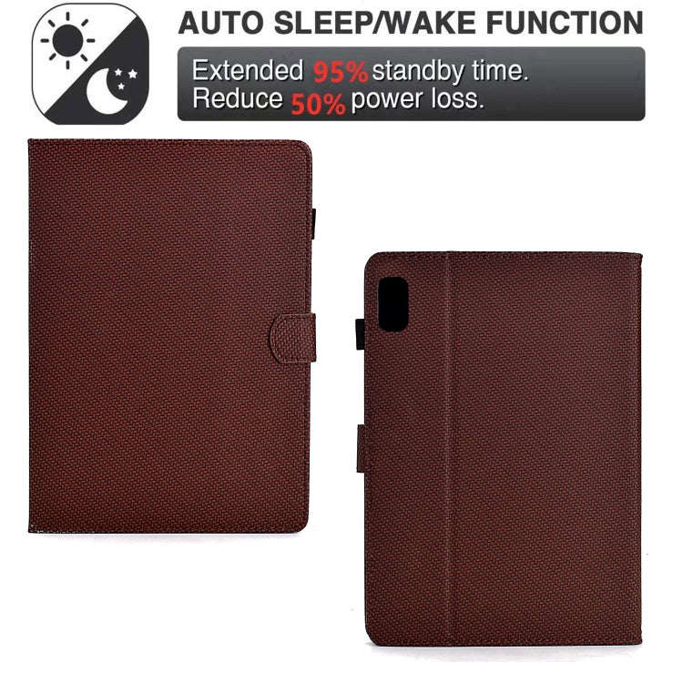 For Lenovo Tab M9 TB-310FU Solid Color Fiber Texture Smart Tablet Leather Case(Brown)