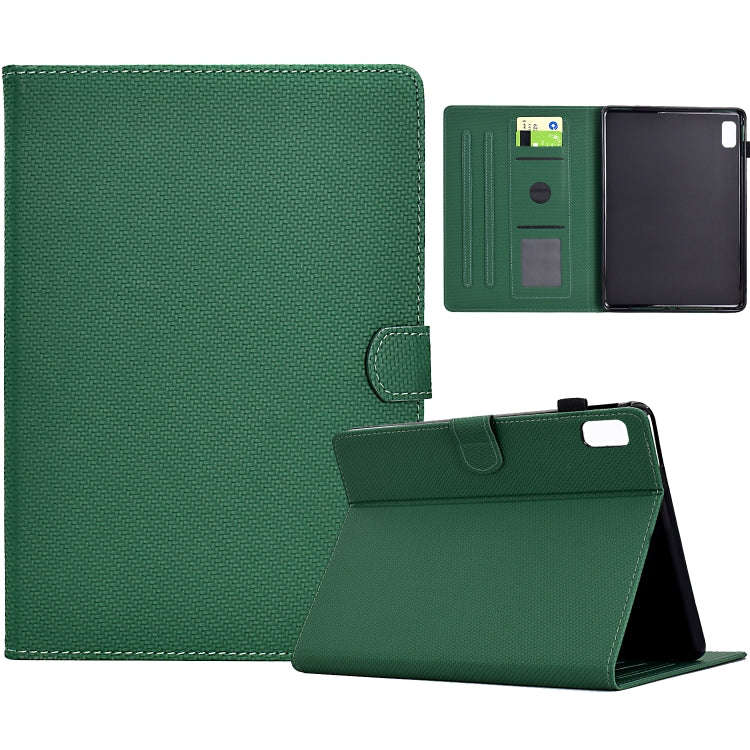 For Lenovo Tab M9 TB-310FU Solid Color Fiber Texture Smart Tablet Leather Case(Green)