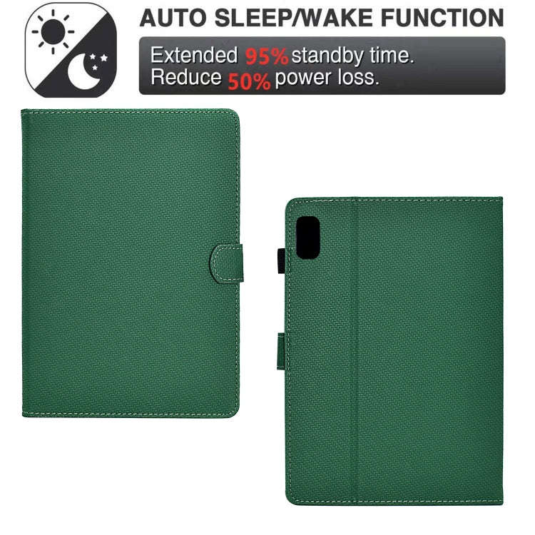For Lenovo Tab M9 TB-310FU Solid Color Fiber Texture Smart Tablet Leather Case(Green)