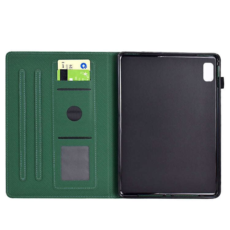 For Lenovo Tab M9 TB-310FU Solid Color Fiber Texture Smart Tablet Leather Case(Green)