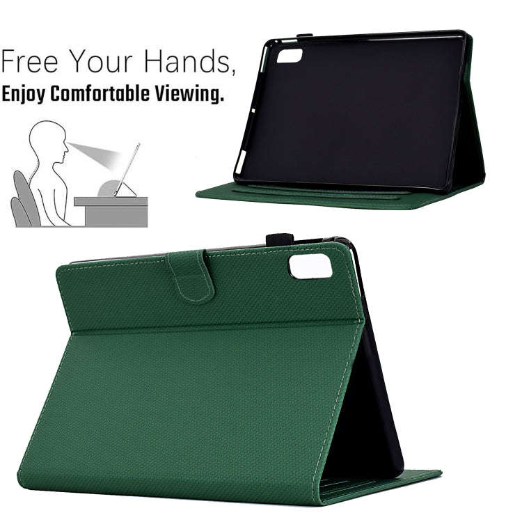 For Lenovo Tab M9 TB-310FU Solid Color Fiber Texture Smart Tablet Leather Case(Green)