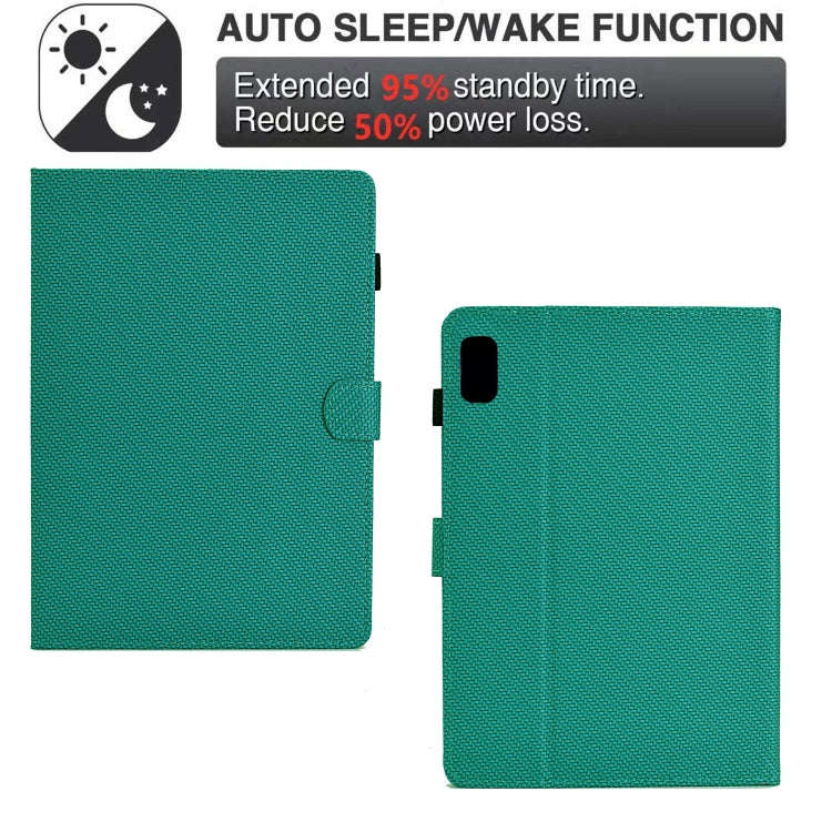 For Lenovo Tab M9 TB-310FU Solid Color Fiber Texture Smart Tablet Leather Case(Lake Green)