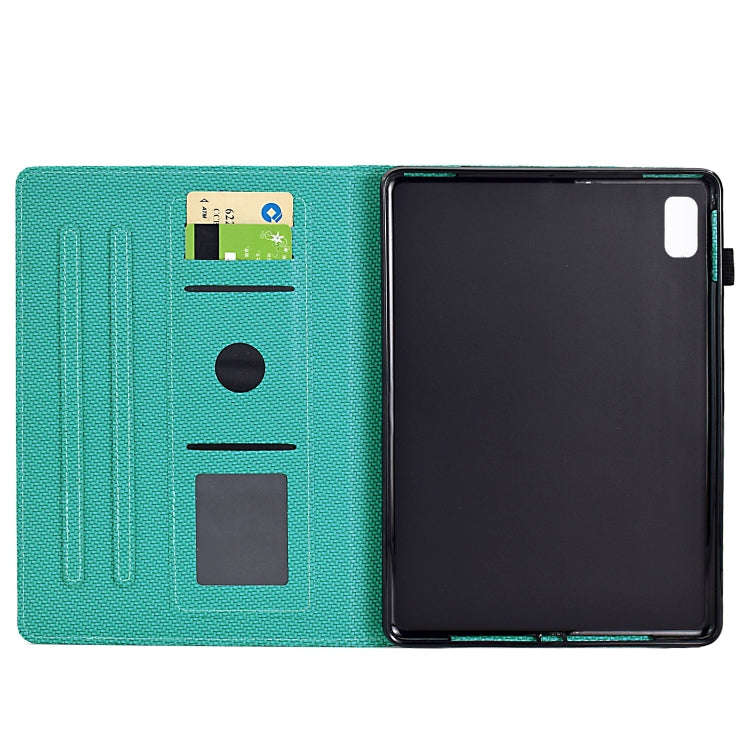 For Lenovo Tab M9 TB-310FU Solid Color Fiber Texture Smart Tablet Leather Case(Lake Green)