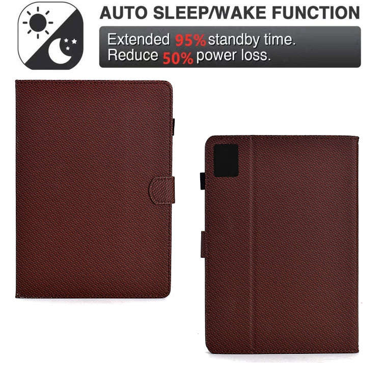 For Lenovo Tab M11 / Xiaoxin Pad 2024 Solid Color Fiber Texture Smart Tablet Leather Case(Brown)