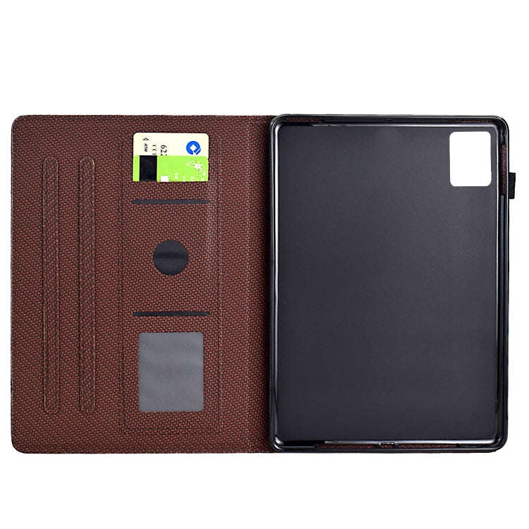 For Lenovo Tab M11 / Xiaoxin Pad 2024 Solid Color Fiber Texture Smart Tablet Leather Case(Brown)