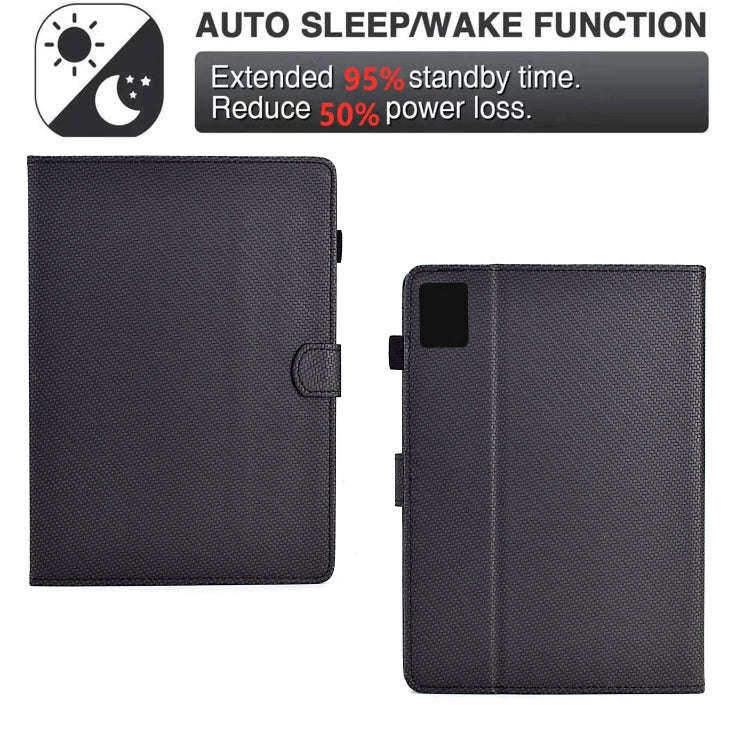 For Lenovo Tab M11 / Xiaoxin Pad 2024 Solid Color Fiber Texture Smart Tablet Leather Case(Black)