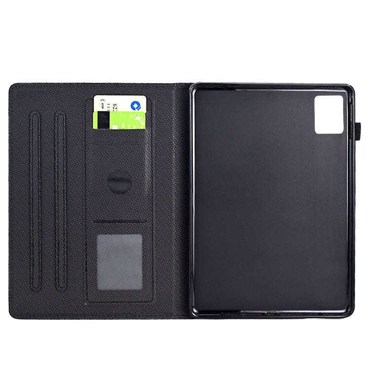 For Lenovo Tab M11 / Xiaoxin Pad 2024 Solid Color Fiber Texture Smart Tablet Leather Case(Black)