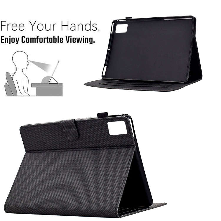 For Lenovo Tab M11 / Xiaoxin Pad 2024 Solid Color Fiber Texture Smart Tablet Leather Case(Black)