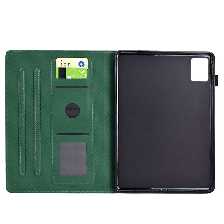 For Lenovo Tab M11 / Xiaoxin Pad 2024 Solid Color Fiber Texture Smart Tablet Leather Case(Green)
