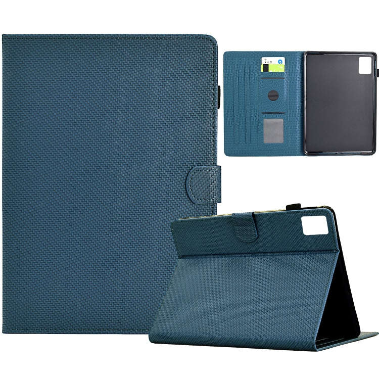For Lenovo Tab M11 / Xiaoxin Pad 2024 Solid Color Fiber Texture Smart Tablet Leather Case(Royal B...