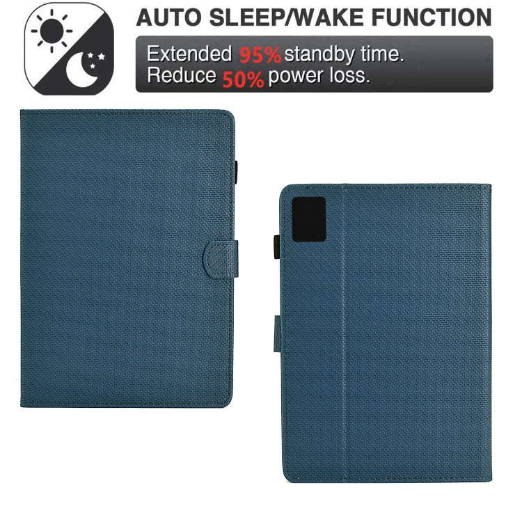 For Lenovo Tab M11 / Xiaoxin Pad 2024 Solid Color Fiber Texture Smart Tablet Leather Case(Royal B...