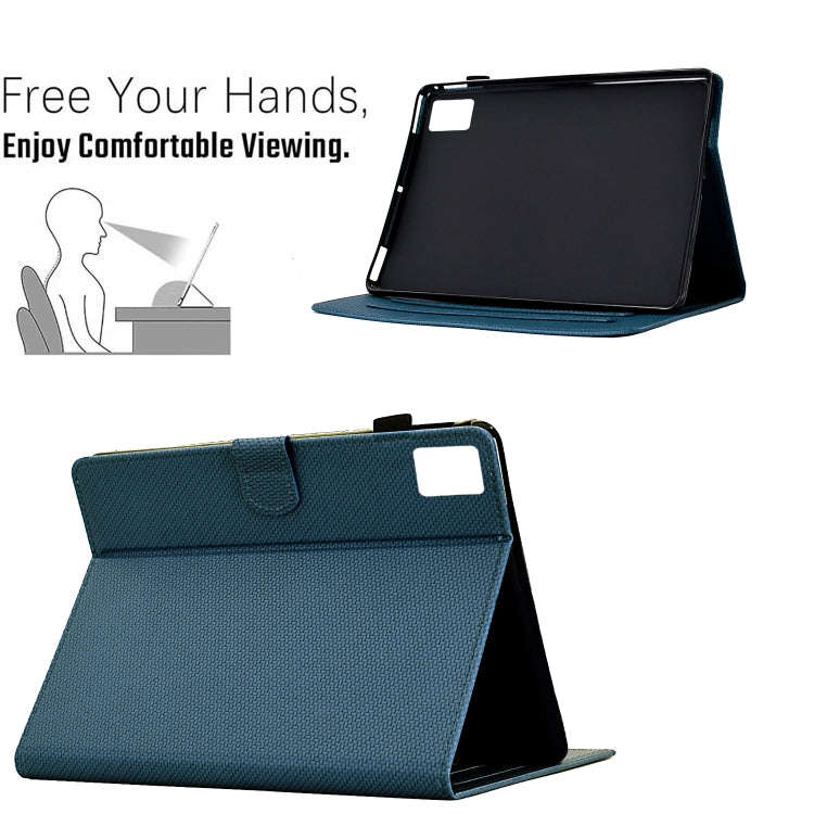 For Lenovo Tab M11 / Xiaoxin Pad 2024 Solid Color Fiber Texture Smart Tablet Leather Case(Royal B...