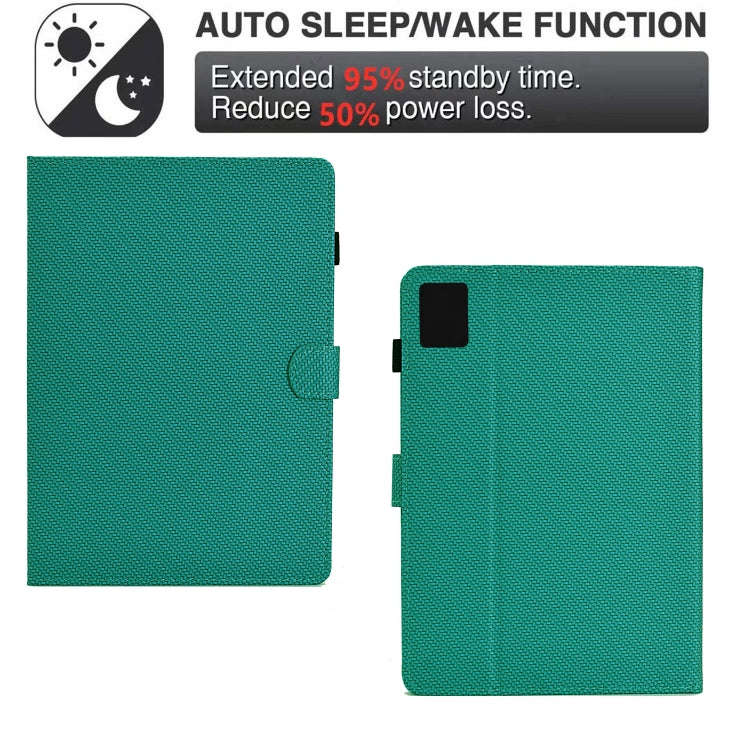 For Lenovo Tab M11 / Xiaoxin Pad 2024 Solid Color Fiber Texture Smart Tablet Leather Case(Lake Gr...