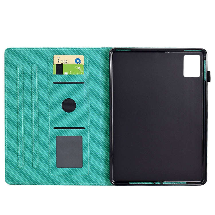 For Lenovo Tab M11 / Xiaoxin Pad 2024 Solid Color Fiber Texture Smart Tablet Leather Case(Lake Gr...