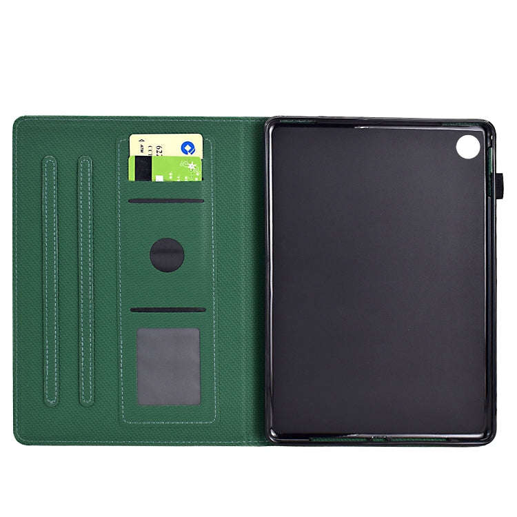 For Lenovo Tab M10 Gen 3 Solid Color Fiber Texture Smart Tablet Leather Case(Green)