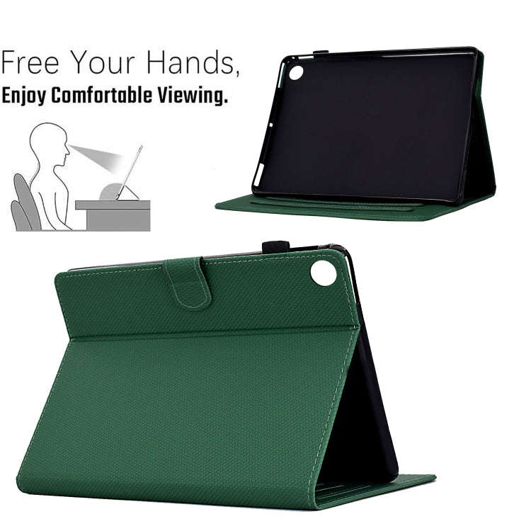 For Lenovo Tab M10 Gen 3 Solid Color Fiber Texture Smart Tablet Leather Case(Green)