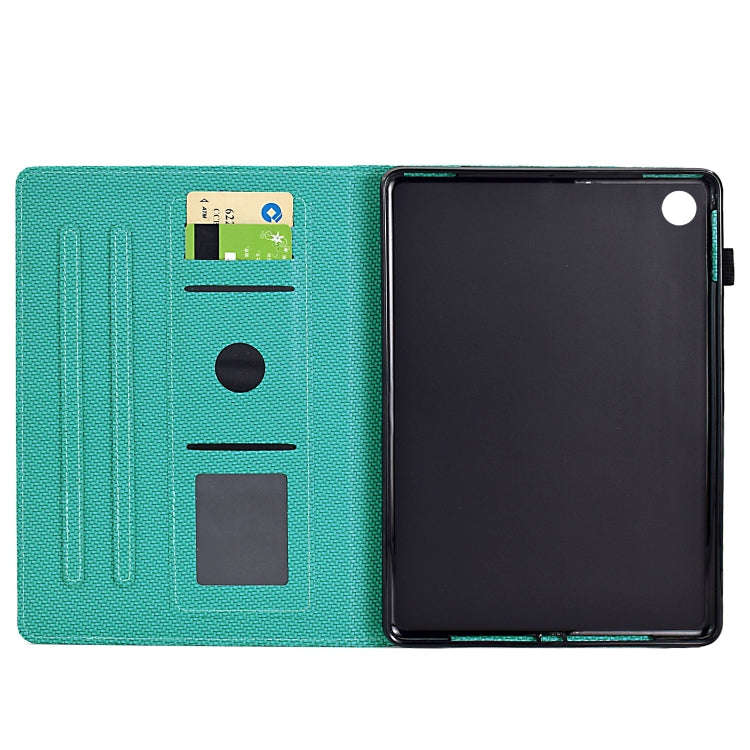 For Lenovo Tab M10 Gen 3 Solid Color Fiber Texture Smart Tablet Leather Case(Lake Green)